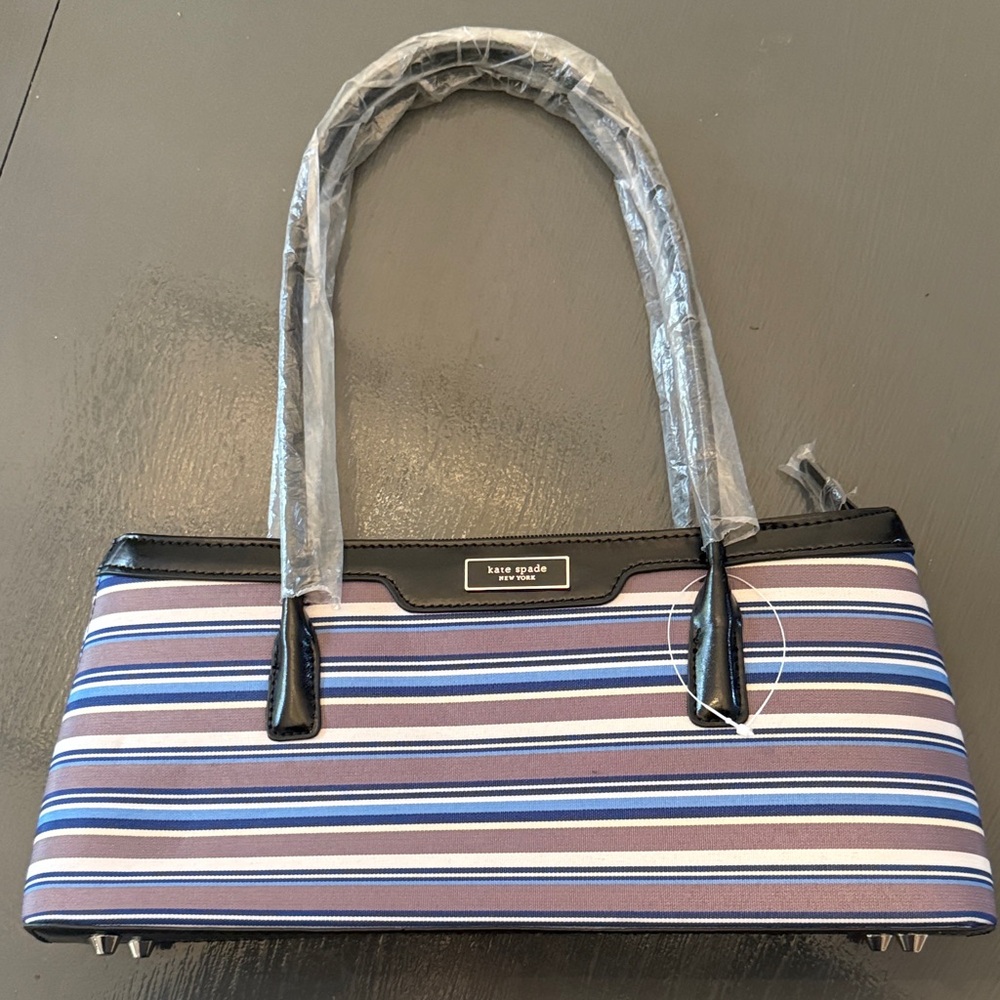 Kate Spade Blue, Navy & White Striped Shoulder Bag